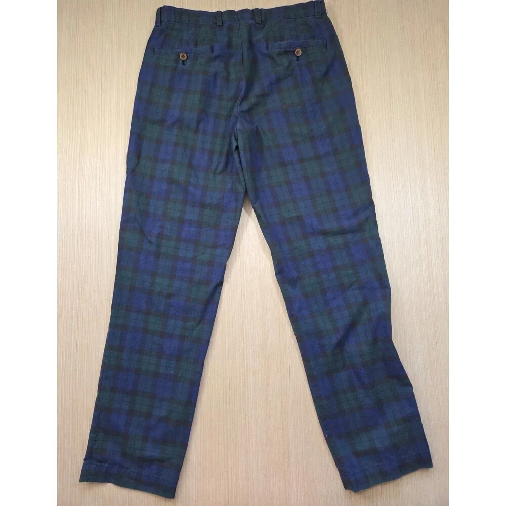Brooks Brothers Men's 32x32 Clark Chinos Blue Green Black Watch Plaid Pants